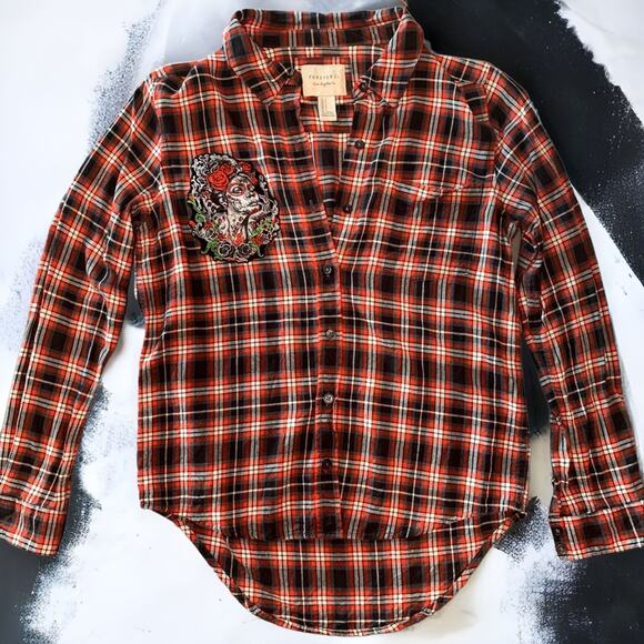 Vintage Flannel Dia De Los Muertos patch. Small Retro Flannel - Picture 3 of 11